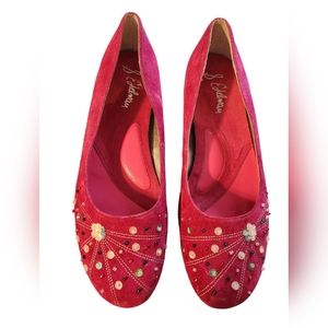 Sam Edelman Pink Suede Sequin Detail Ballet Flat 8.5